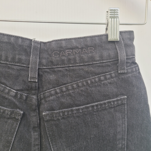 CARMAR rose embroidered silver studded frayed black denim mini skirt - Picture 9 of 11